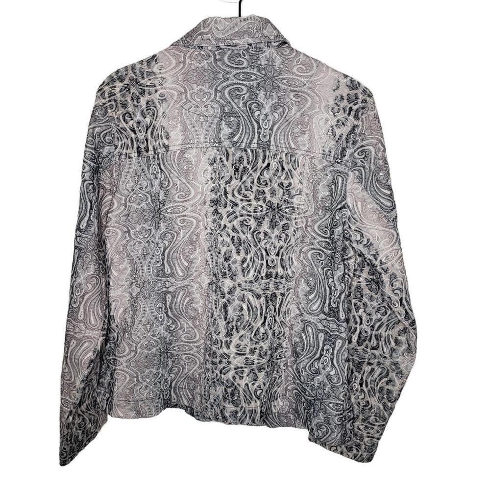 Analogy Women's Sz L Patterned Embroidered Statement Denim Jacket(1704) - Picture 3 of 8
